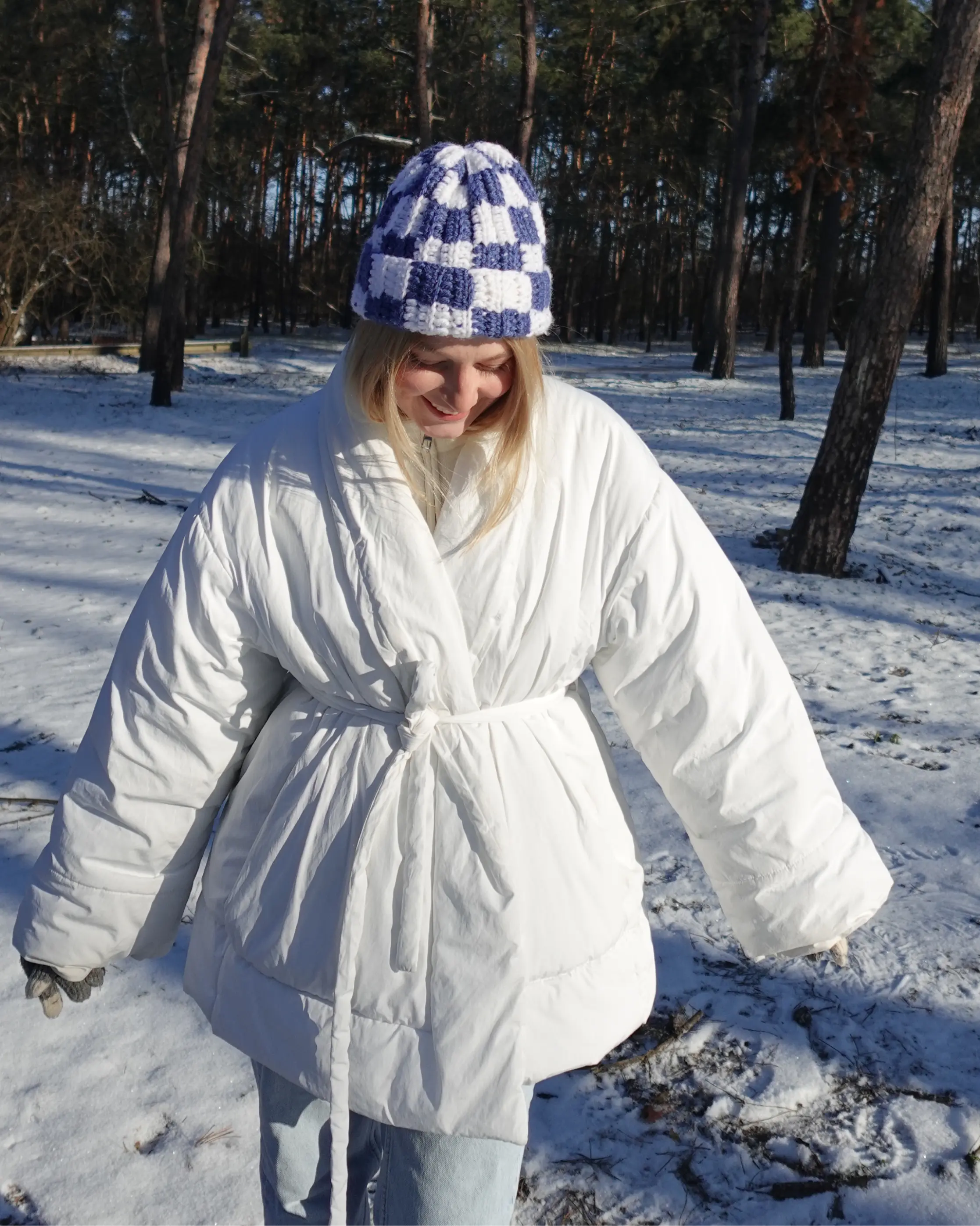 Шапка Шахматка — Джинс